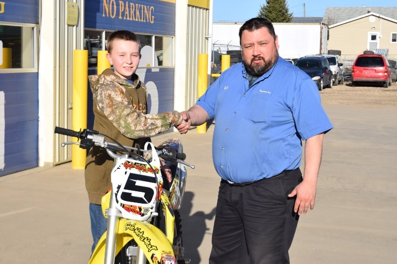 Fountain Tire owner Jason Quinney has been supporting Brennan Gooden in his motocross endeavours for the past four years by providing him with tires and other materials.