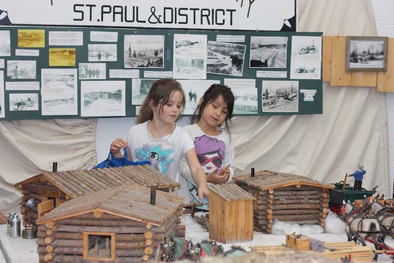 Grade 2 St. Paul Elementary students, including Alyssa Schweigert and Ouri Mackenzie, got to look and touch this particular display during a visit to the museum last Friday.