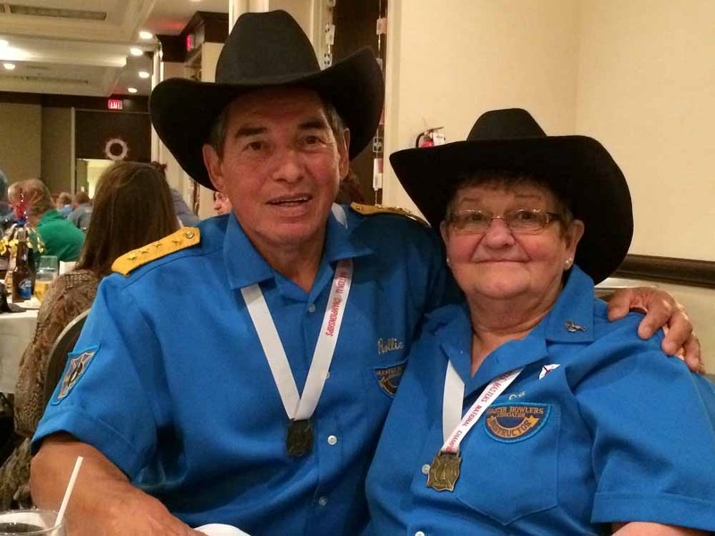 Rollie Poitras (left) and Marie Yuschyshyn earned their third and first gold medal respectively at the Master Bowlers Association of Canada National Five-Pin Championship,