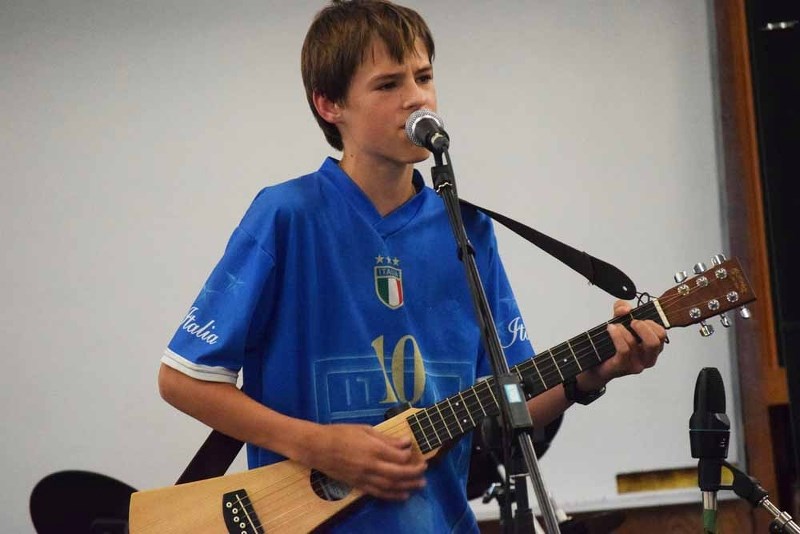 Matthieu Riemer of Manitoba had the audience clapping their hands and stomping their feet during the upbeat tune he played during Camp Calvin&#8217;s Fiddler&#8217;s Idol