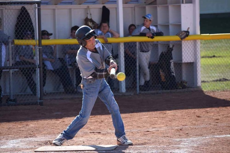 Jimmy Dunham managed to get some excellent contact on the ball with his bat during a Sunday morning game against St. Albert at St. Paul Baseball Diamond No.1