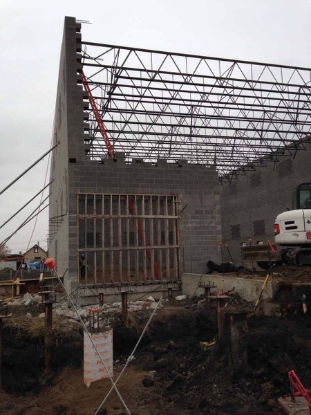 A new school to replace the aging Two Hills Mennonite School was announced in 2010, and construction started in 2013. A picture taken last week shows the progress of the