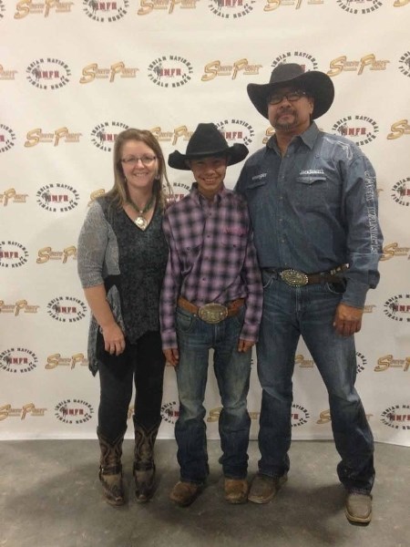 Keanue Cardinal had the support of Cheryl and Dwayne Bull down in Las Vegas while he was competing in the Indian National Finals Rodeo.