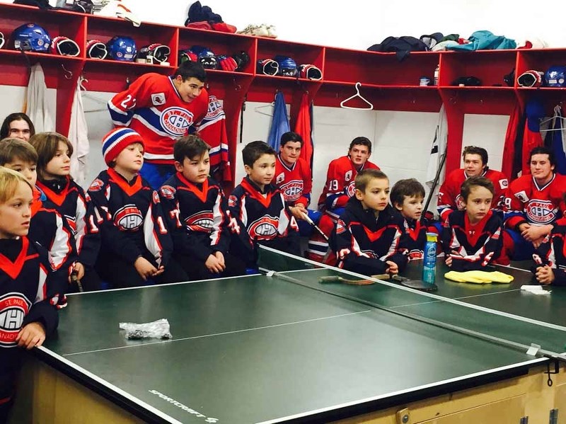 The St. Paul Jr.B Canadiens opened their locker room to the Northern Source Rentals Novice team on Friday night.