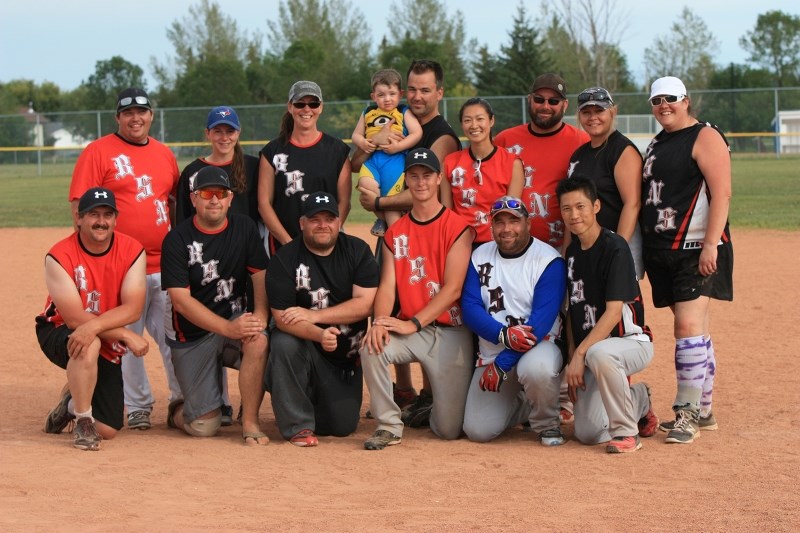 The winners of the weekend&#8217;s slo-pitch tourney in Division A was BSNS, a team comprised both of locals and people from outside the area.
