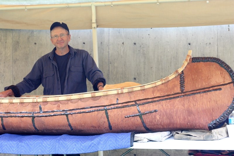 Ron Emsland, from Vermilion, brought two of his hand-built birch bark canoes to show at this year&#8217;s edition of Bushcraft, held Saturday at Fort George and Buckingham