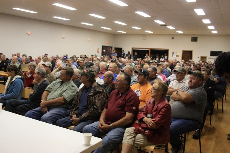 More than 350 people packed into Lac Bellevue Hall last Wednesday to discuss fishing regulations on northeastern Alberta lakes.