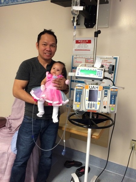 Benjamin Sanchez, seen here with his daughter Jaminah, is hoping his baby will respond well to treatment for a neuroblastoma, stage IV cancer. The St. Paul &#038; District