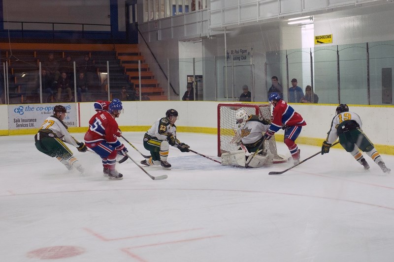 The Canadiens, seen here at a game earlier this season, have yet to lose a game this season, a streak which they extended over the weekend in an away game in Lloydminster.