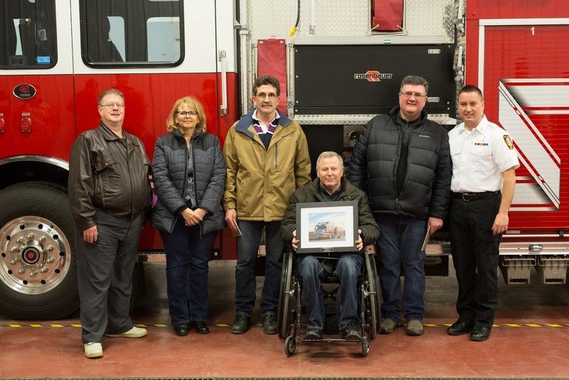 Town of St. Paul council and staff officially welcomed a new addition to the St. Paul Fire Department&#8217;s fleet, Feb. 3. Pictured is also Fire Chief Trevor Kotowich (far