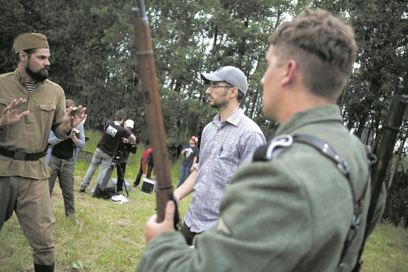 St. Paul filmmaker directs actors on the set of his latest docu-drama, entitled Waiting for Waldemar. The premiere screening of the film, based on Spoeth&#8217;s own family