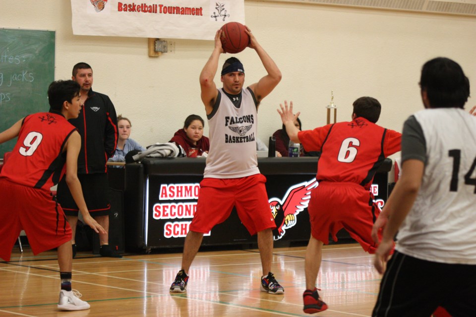 Ashmont alumni&#8217;s 2002 &#8211; 2007 team took top honours at this year&#8217;s alumni tournament, which took place this past weekend. Pictured is Kenny Wenger getting