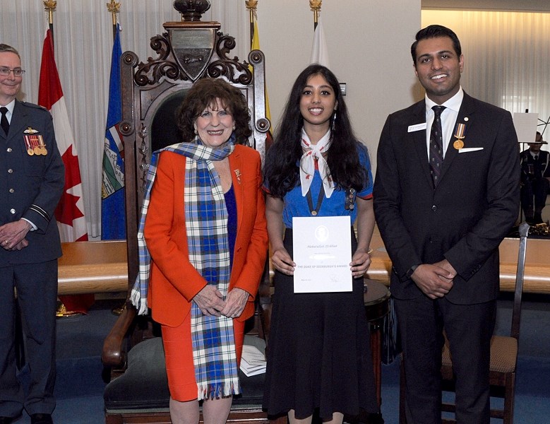 St. Paul&#8217;s Hebatullah Iftikhar was honoured on April 28 by Alberta Lieutenant Governor Lois E. Mitchell and Al-Karim Khimji, division president, at Governmant House.