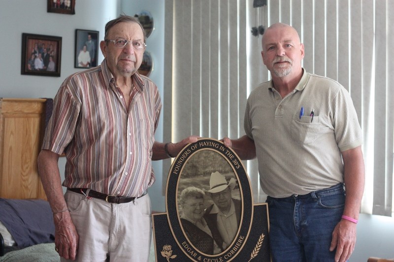 Edgar Corbiere (left) founded Haying in the 30&#8217;s as a cancer support society, with his and his son Real&#8217;s personal experience in receiving support following a