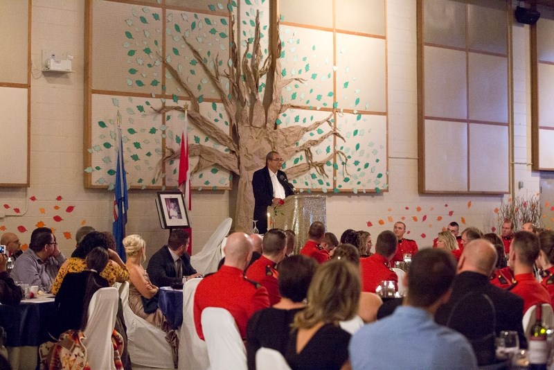 Judge Ivan Ladouceur speaks to those in attendance at the RCMP regimental ball on Oct. 21.