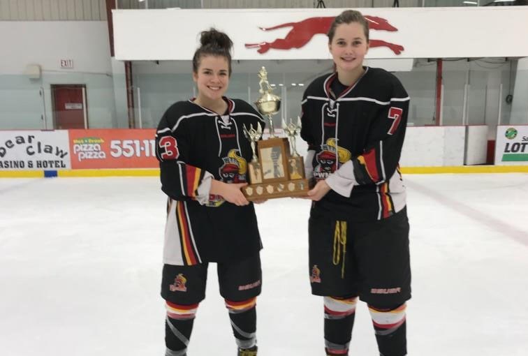 Alex Thomson of St. Paul and Brooke Skrypichayko of Glendon are both playing for the Lloydminster AAA midget girls team.