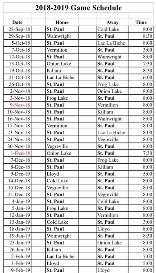  Game times and dates subject to change