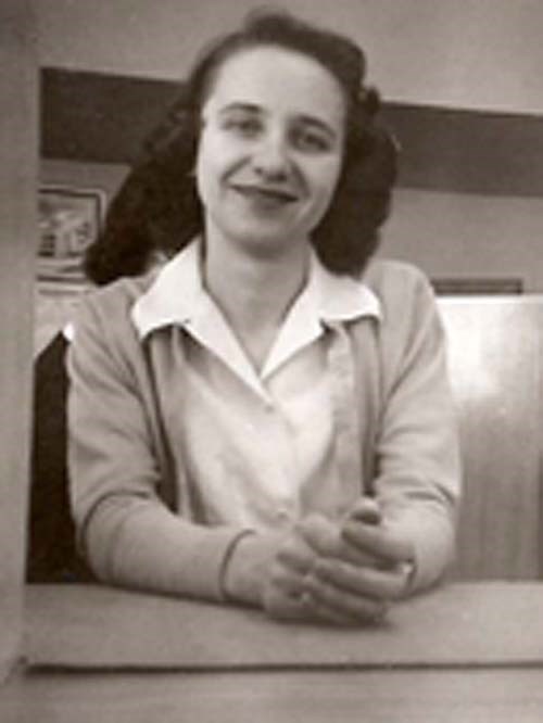 Ellen Gargus at the bank n the 1950s. Sweet smile and a deadly shot, by all accounts.