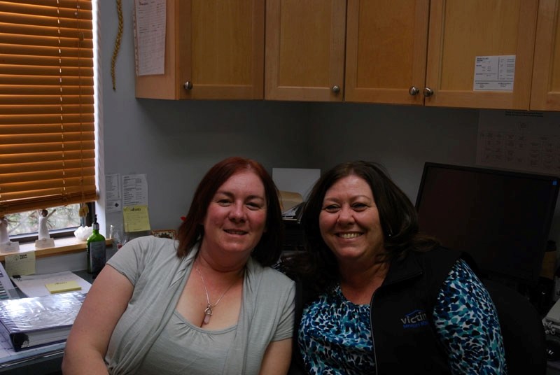 Kami Lucas (right) is leaving her job as program coordinator for Victim Services on Nov. 10 after seven years in Lac La Biche. Her replacemement will be Melody Littell (left).