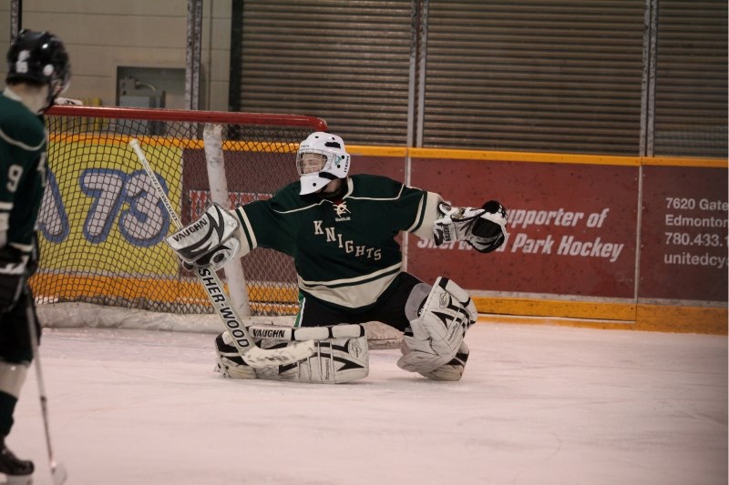 Travis Ulliac, who played 10 years of minor hockey in Plamondon and one in Lac La Biche, has been finding big success as a goaltender for the Sherwood Park Knights.