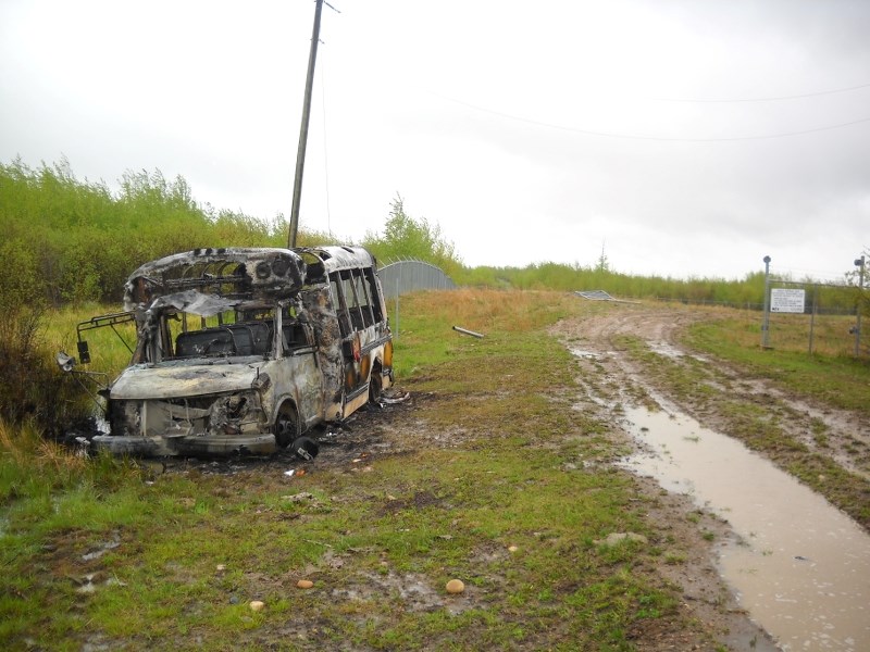 The charred remains of the original Headstart bus were found near Goodfish Lake last May. Organizers are hoping that they will soon have enough donations to purchase a new