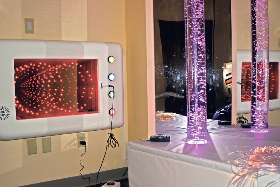This is a Snoezelen room, a multi-sensory environment designed to stimulate multiple areas of the user&#8217;s brain simultaneously.