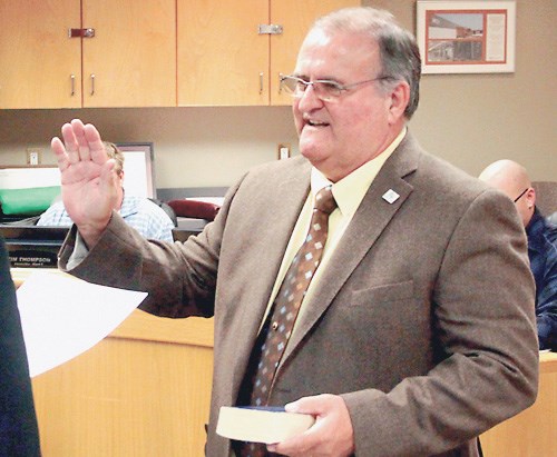 Lac La Biche County Aurel Langevin is sworn in in September 2012. He resigned May 6, citing differences from Council.