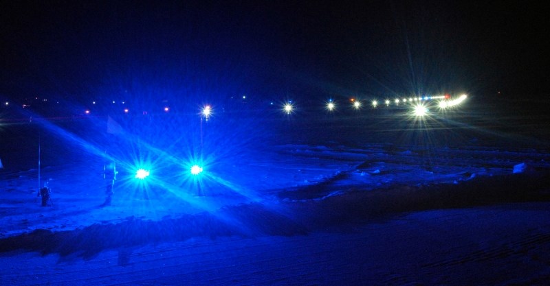 The Lac La Biche airport has a new system of lights for aircraft taking off and landing.