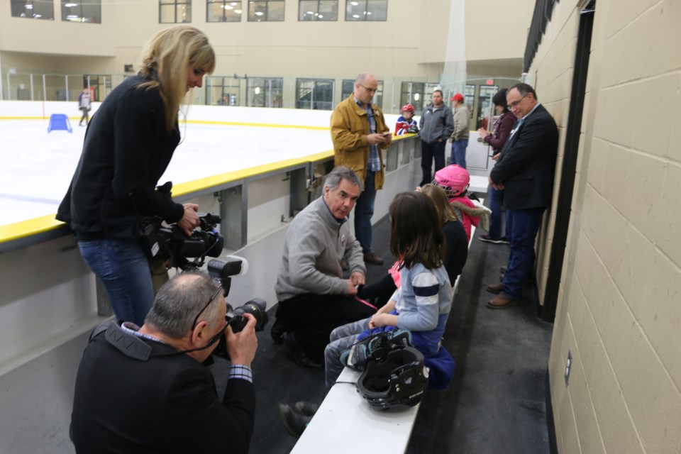Premier Jim Prentice stopped by the Bold Center to skate with local kids.