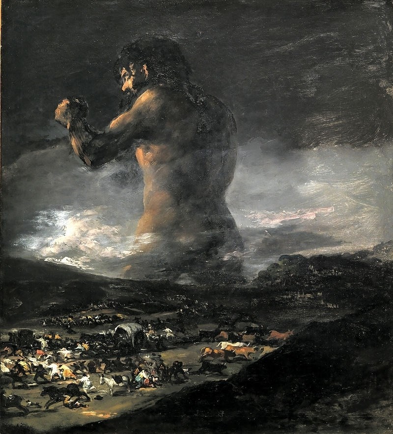Francisco Goya&#8217;s The Colossus was an inspiration for the creators of the recent disaster movie Pacific Rim where people run and scream and prepare for disaster in this