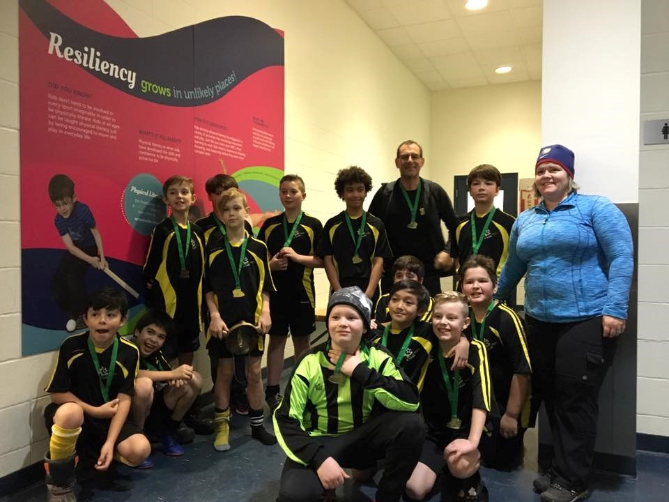 The Lac La Biche U12 boys Vikings with their bronze medals.