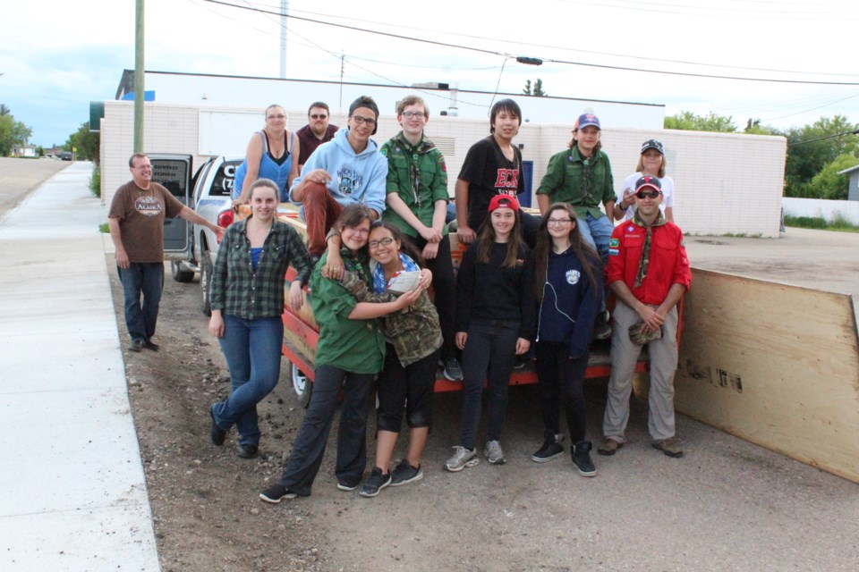 Among the activities the Lakeland Scouts participated in last year was going to Nova Scotia for the Canadian Jamboree. The troop is pictured here packing their bags for that