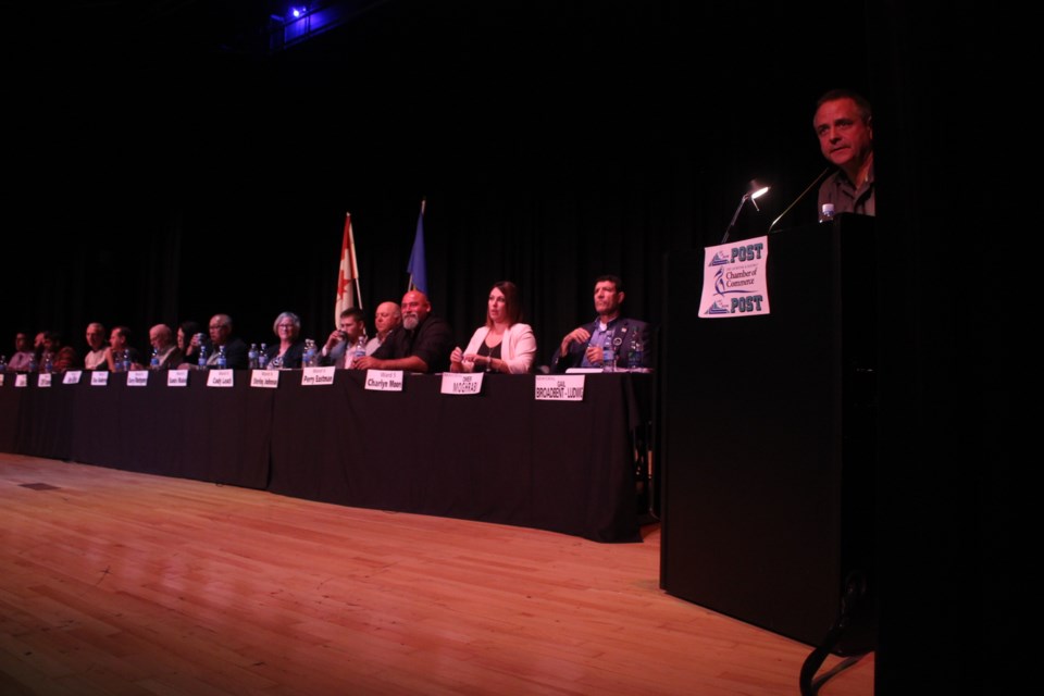 Candidates from Wards 5, 6 and 7 at Thursday night&#8217;s candidates&#8217; forum at Portage College&#8217;s McGrane Theatre