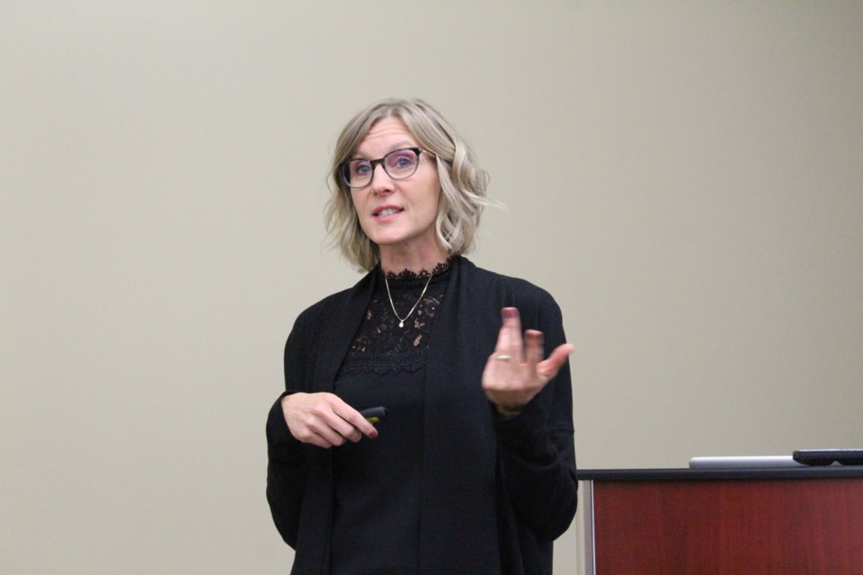 Julie Parr gives a presentation at the Viewpoint Room at the Bold Centre on Sept. 26 about navigating and minimizing the risks of social media. This talk was the first in a