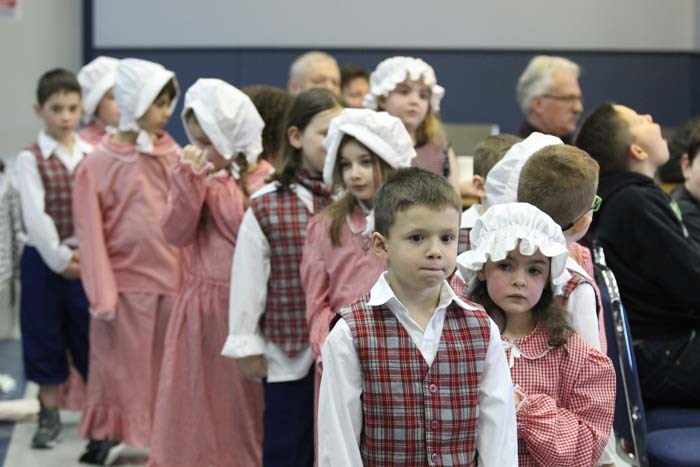  Ecole Beauseajour's grade 1 and 2 students get ready for their performance of singing and dancing