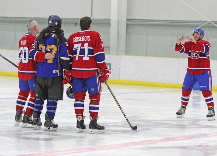  Jason Houle scored the first goal of the game. The Canadiens posed him for a group shot, but little did he know, he was being pranked with a cream pie just moments later