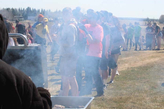  The line-up was huge during lunch hour as hungry athletes came looking for food