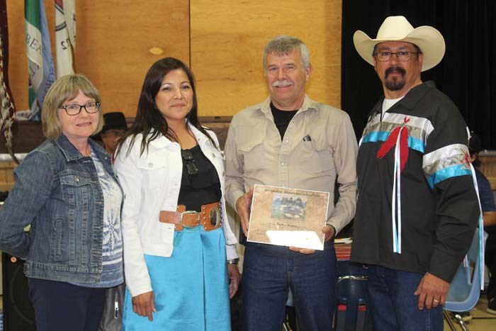  Ernie and Kerry Chrapko — a couple from St.Brides presented a personal cheque to the school staff for $1,000 to show their support. Valerie Hunter and Clarence Ward received the cheque on behalf of ACS