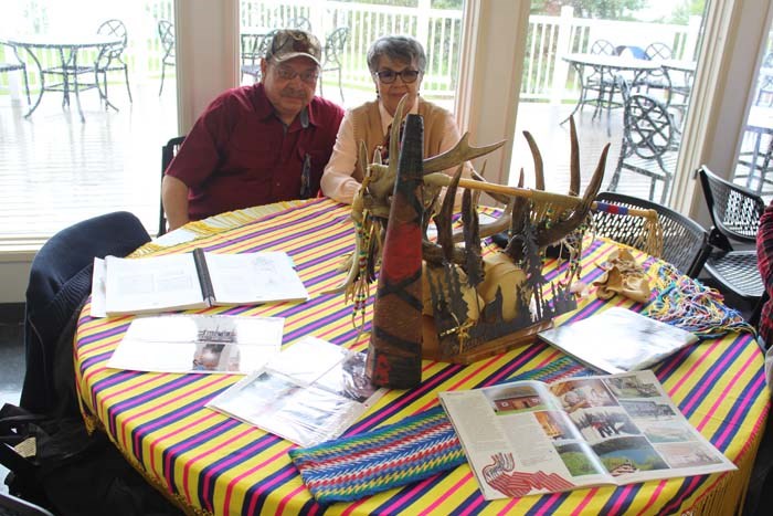  Metis elders Laurence and Irene Berland had their little display set up inside the McArthur Room as they were weathered out by the rain. They had some interesting stories and pictures to share with the attendees