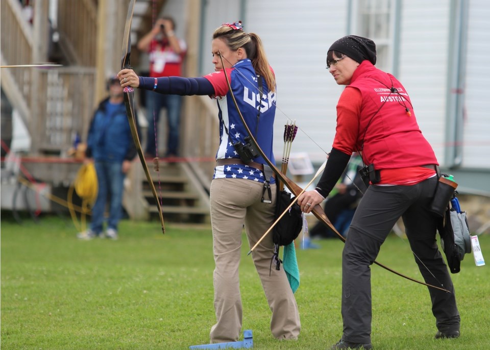  Amber Yott releases during the women's Longbow match for Bronze against Austria's Geraldine Ellermann