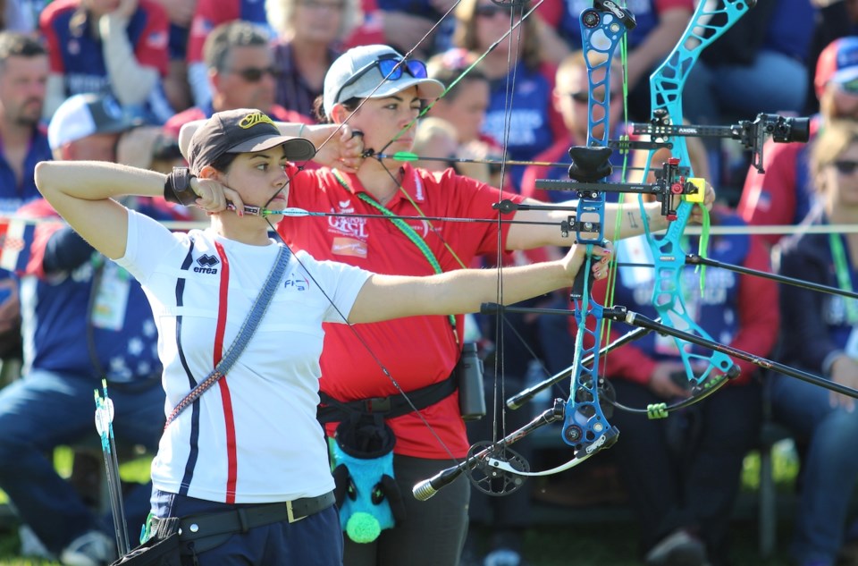  France's Elodie Galvez competes with Austria's Ingrid Ronacher for Gold.