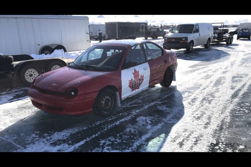 The 1995 Dodge Neon used by Kyle Miller to race in the annual Lac La Biche Winter Festival of Speed. Submitted photo. 