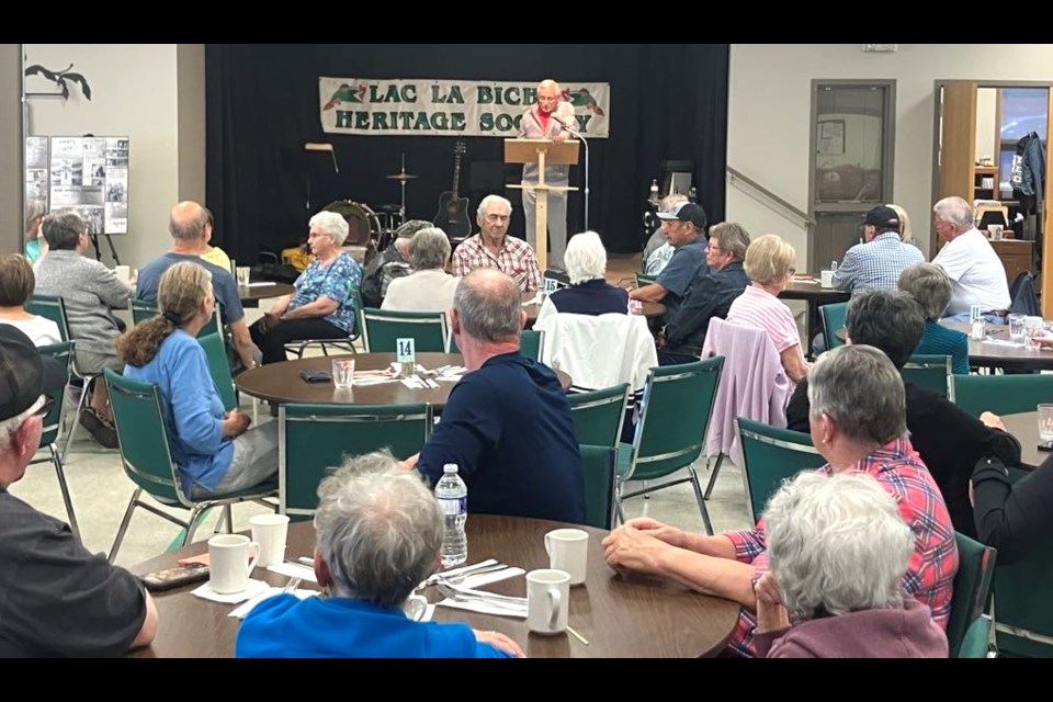 Les Diachinsky, president of the Lac La Biche Heritage Society, speaks at the Seniors Week event. Chris McGarry photo. 
