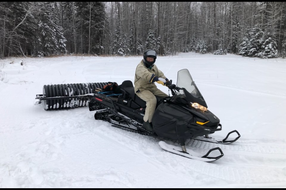 A member of the Lac La Biche Nordic Ski Club grooming trails. Photo supplied. 