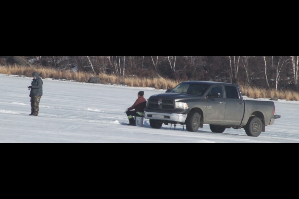 Recreational fishers were on Lac La Biche lake on Sunday, March 31, the last day of the Ice fishing season. Chris McGarry photos. 
