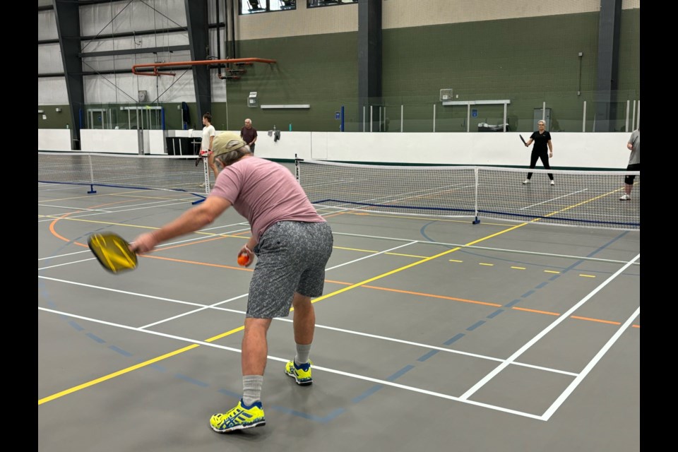 Bob Swain, a member of the Cold Lake Pickleball Club, takes part in a game on Feb. 2 at the Cold Lake Energy Centre. 