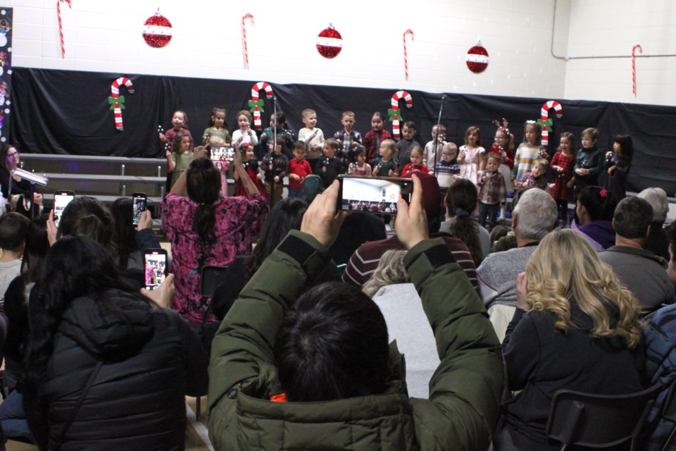 Preschool students perform for the crowd that came to Vera M. Welsh Elementary School on Monday, Dec. 16 for the school's annual Christmas concert. Chris McGarry photo. 
