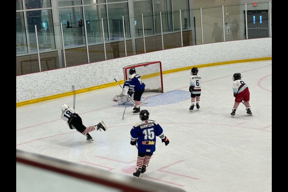 Cold Lake Ice (white) is playing against Elk Island Wild at Arena 2 in the Cold Lake Energy Centre.