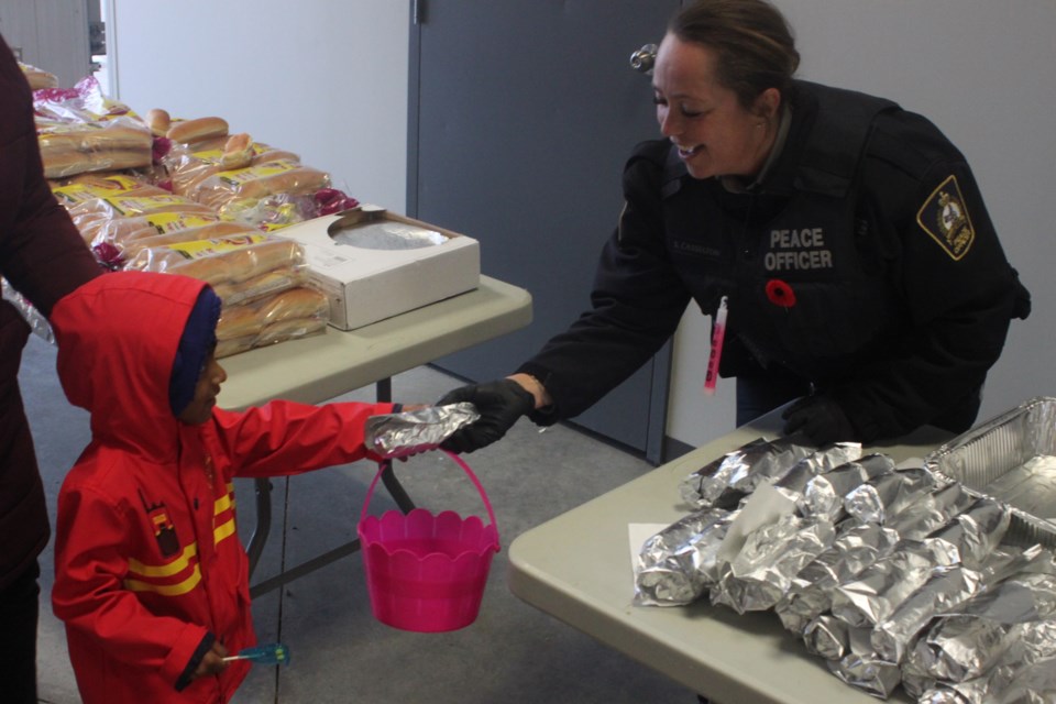 Hot dogs and candies were up for grabs on Halloween night at the Lac La Biche County Protective Services building.