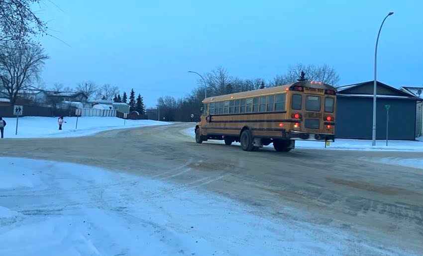 A school bus on its morning route in Lac La Biche. Chris McGarry photo. 